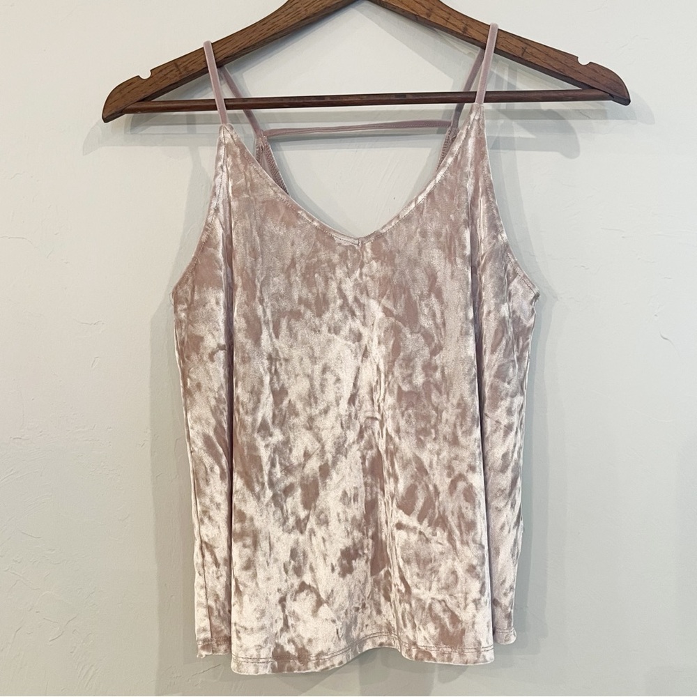 Y2K Crushed Velvet Blush Pink Camisole Boho Fairy Festival Whimsical Size S